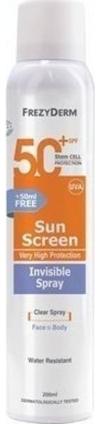 FREZYDERM SUN SCREEN SPF50+ INVISIBLE SPRAY 200ML